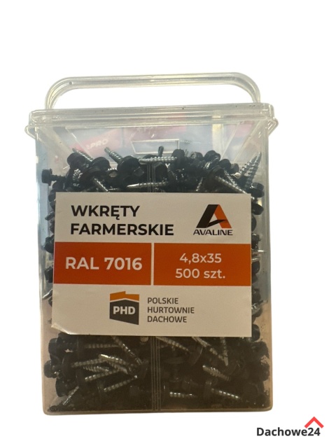 Wkręty farmerskie samowiercące z podkładką EPDM ocynkowane 4,8 x 35mm (wiaderko 500szt)