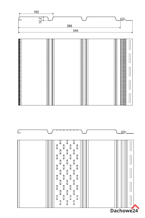 Podsufitka PVC BUDMAT AVALINE panel wentylacyjny (perforowany) drewnopodobny pełny 3mb.